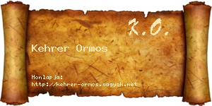 Kehrer Ormos névjegykártya