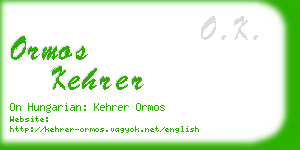 ormos kehrer business card